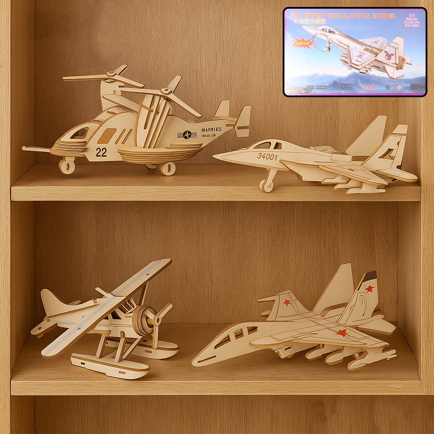 3D Wooden Aircraft Puzzle DIY Assembly Kit (Mix Design – 1 Set) 3D Wooden Aircraft Puzzle DIY Assembly Kit (Mix Design – 1 Set)